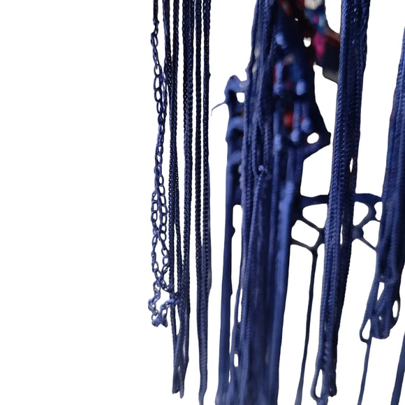 Hollister XS VTG Multi-Color‎ Print Kimono Cover-Up Blue Fringe Hem - Picture 11 of 14